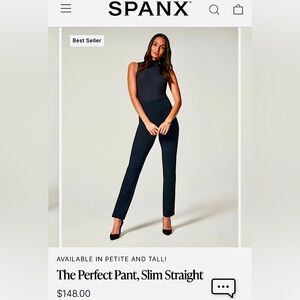 NWOT Spanx Perfect Pant Slim Straight small black